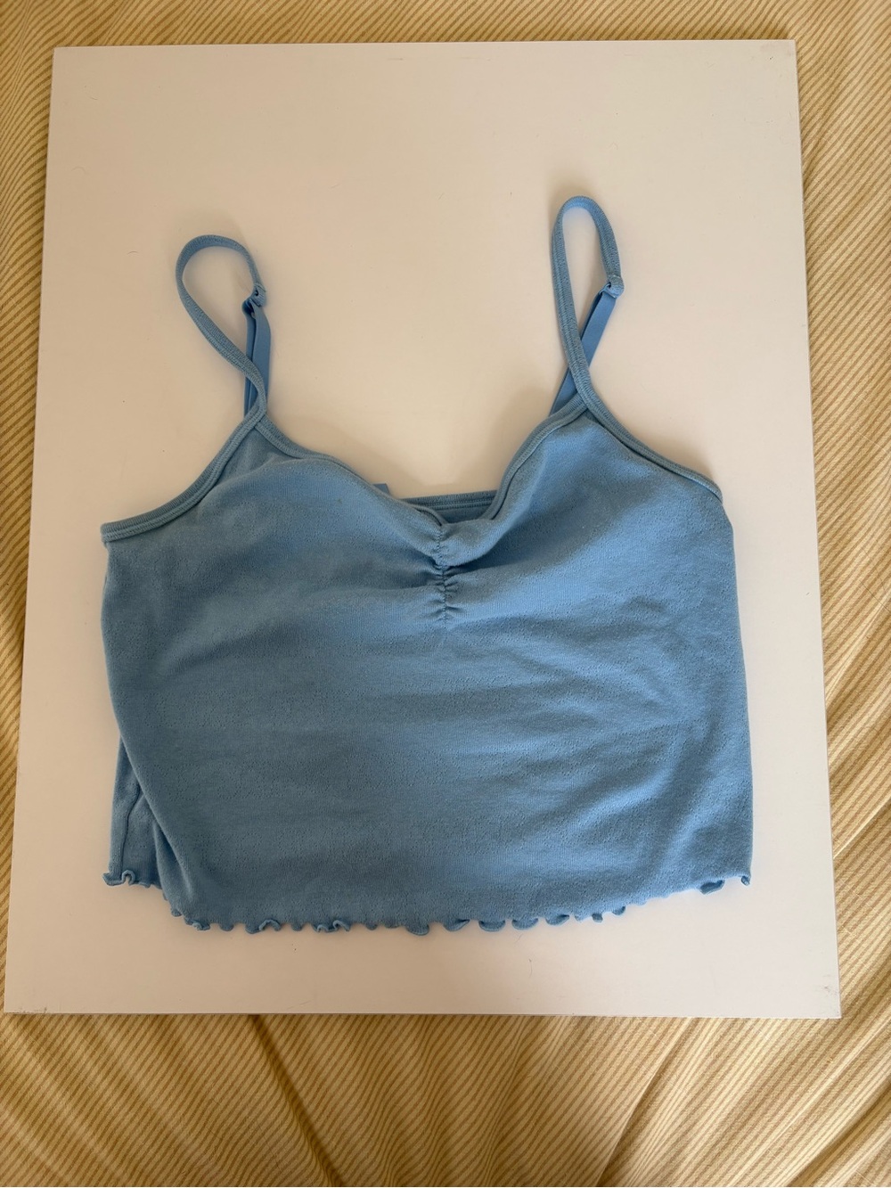 SKIMS Sky Blue Ruched Cami Crop